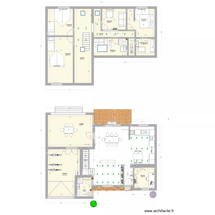 Maison &eacute;tage v1. Plan de 