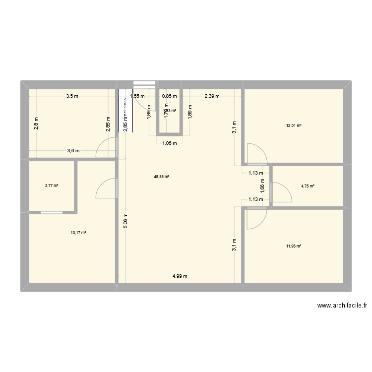 Maison 4 chambres avec cellier. Plan de 7 pièces et 96 m2