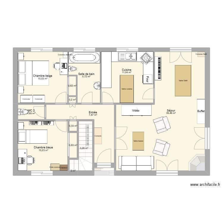 Zammit. Plan de 23 pièces et 175 m2