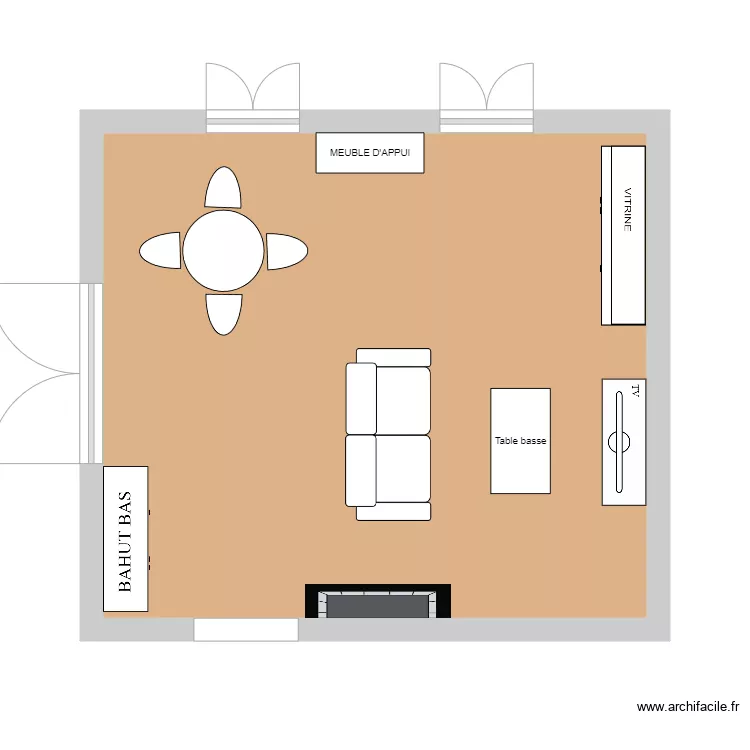 SALON SALLE A MANGER HELEINE. Plan de 