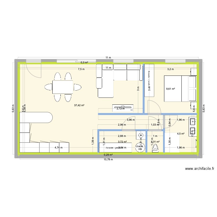 appartement SS2.1. Plan de 7 pièces et 57 m2