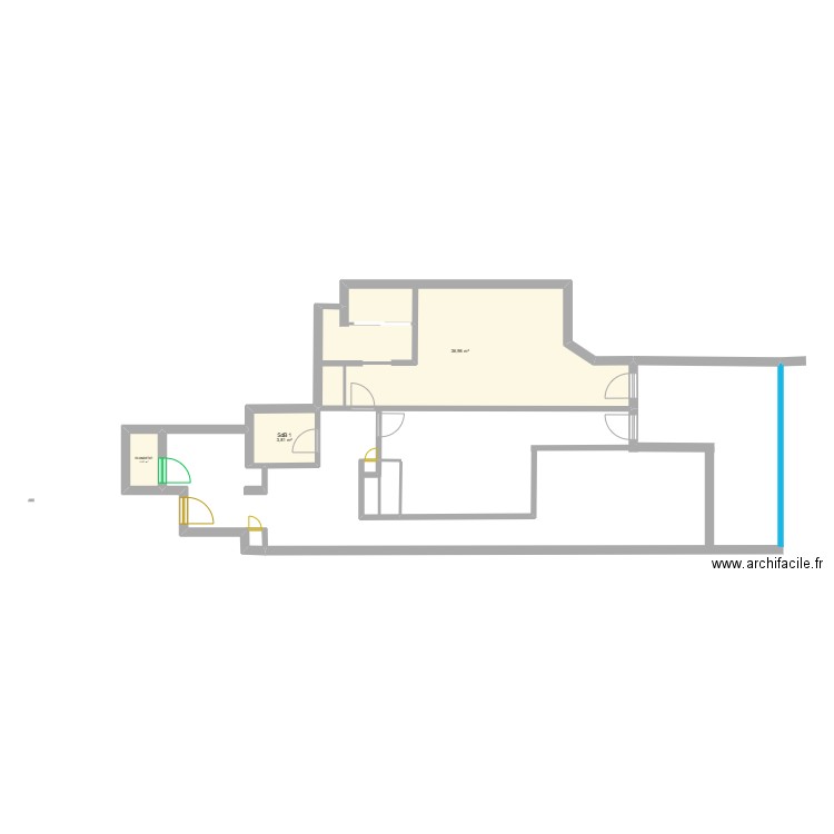 AMWEJ. Plan de 3 pièces et 43 m2
