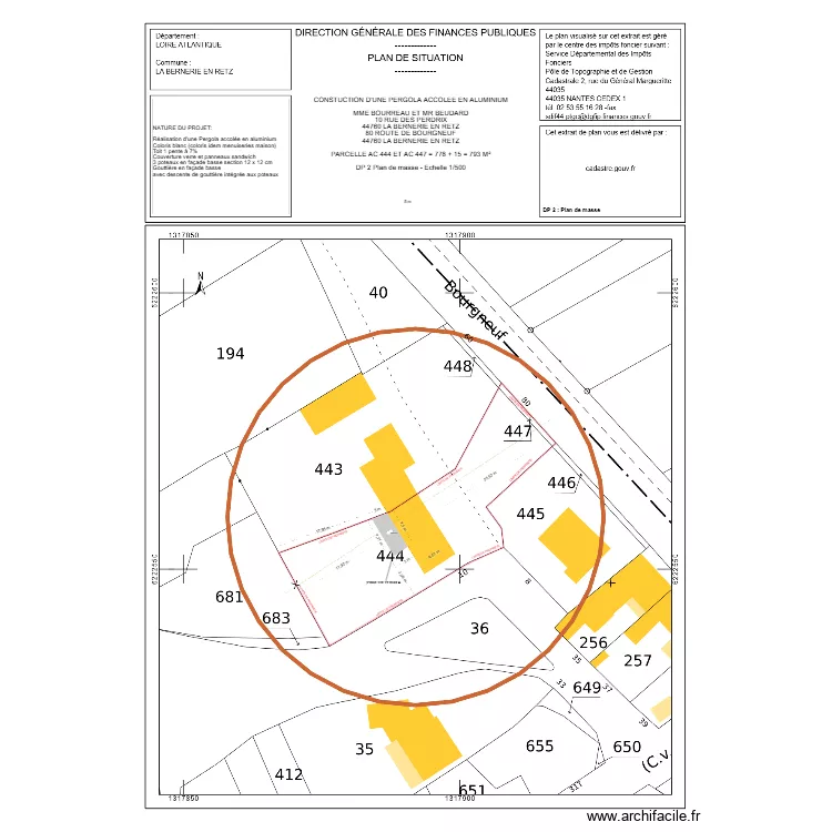 Faisabilit&eacute; BOURREAU PERGOLA. Plan de 
