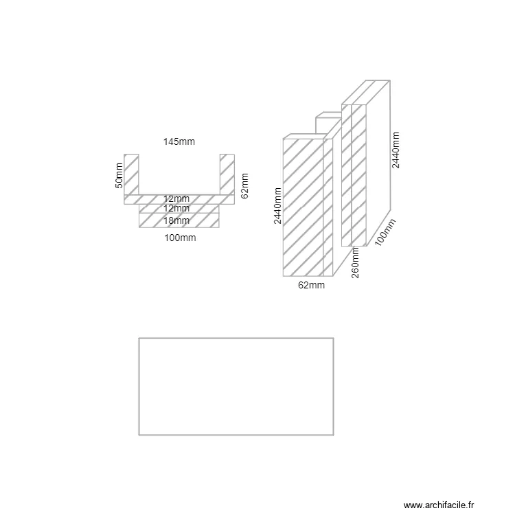 montants total cover. Plan de 1 pièce et 3 m²