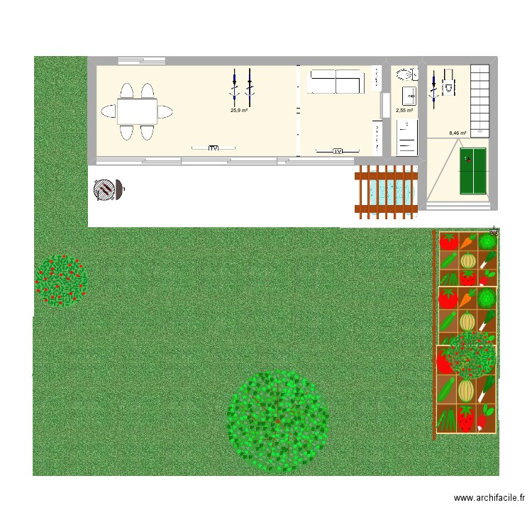 la rozelle. Plan de 3 pièces et 37 m2