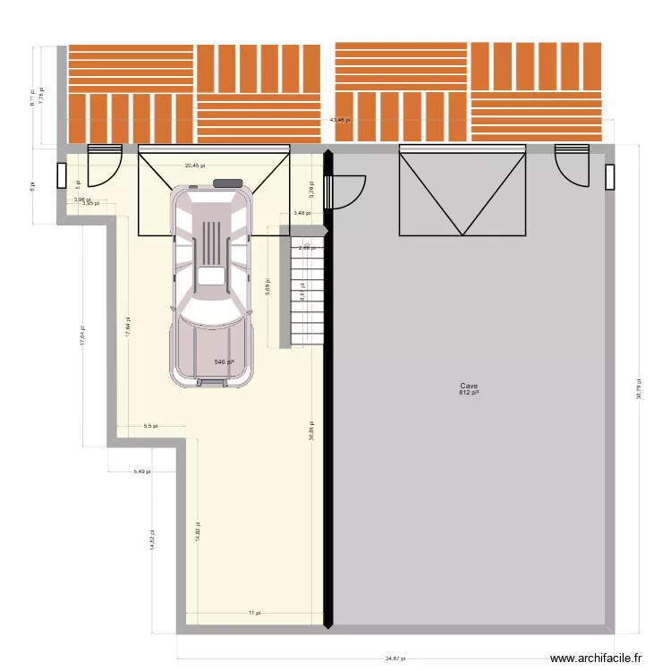 plan no5. Plan de 22  et 445 m²