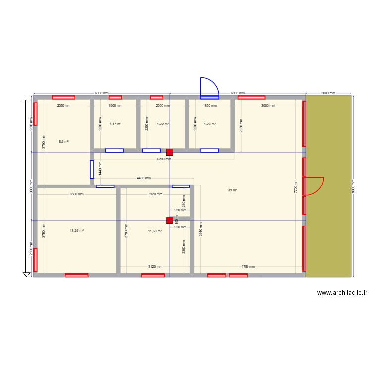 Чехов 6м. Plan de 8 pièces et 100 m2