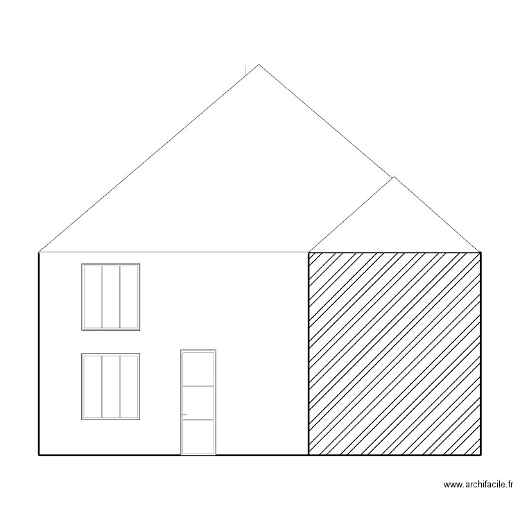 COUPE. Plan de 2 pièces et 59 m2