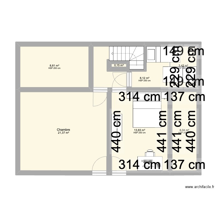 Chalet v3. Plan de 7 pièces et 63 m2