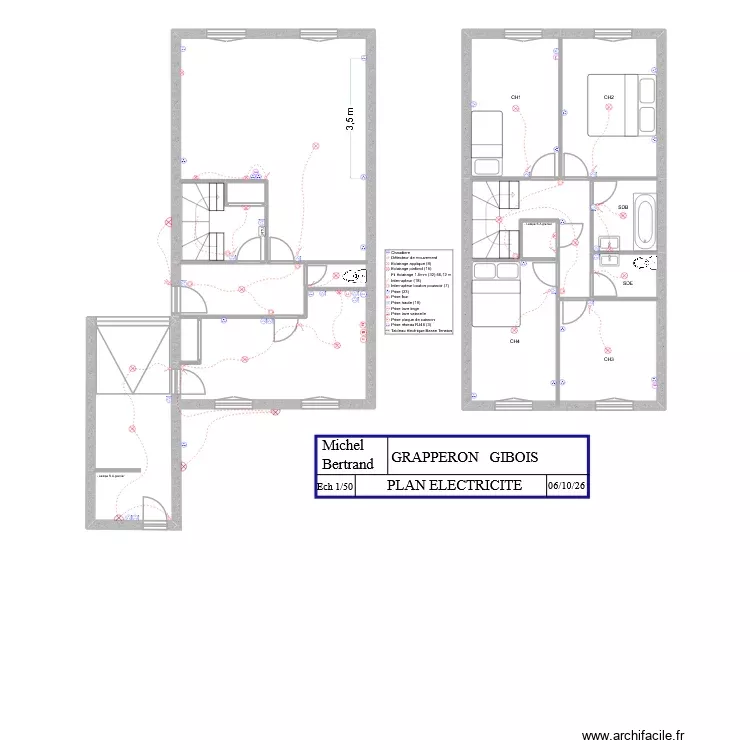 GRAPPERON Plan Elec. Plan de 12 Pièces et 125 m²