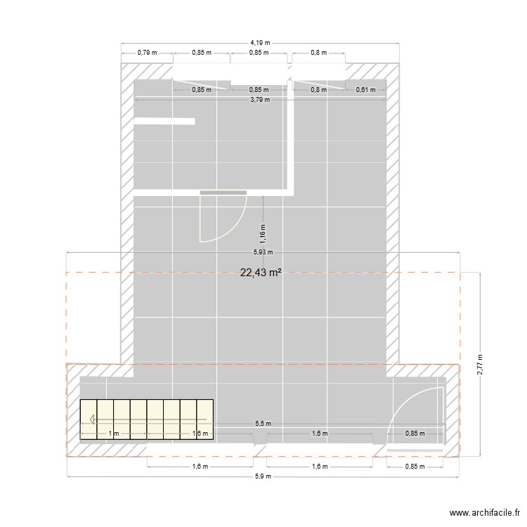 studio montpezat. Plan de 1 pièce et 22 m2