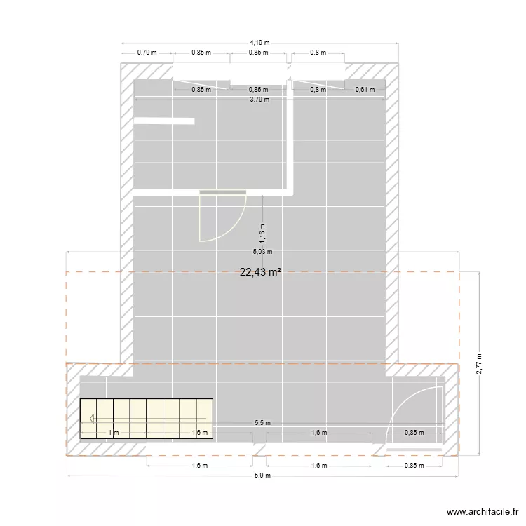 studio montpezat. Plan de 1  et 22 m²