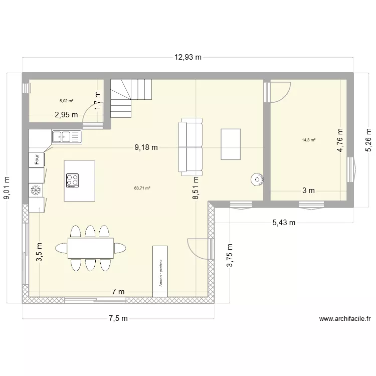 Rosay+extension. Plan de 3 et 83 m² Rosay+extension. Plan de 3 et 83 m²
