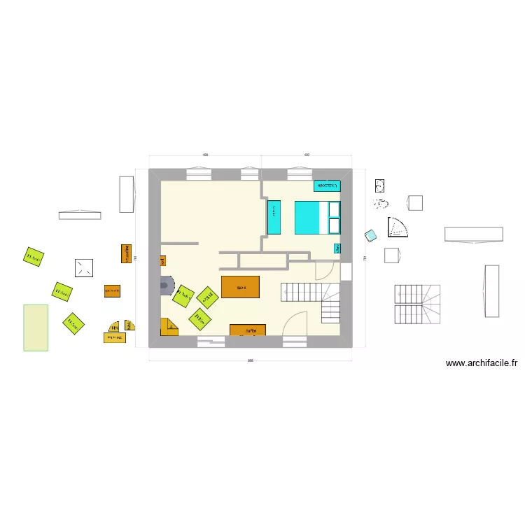 en face : essai 4 cc. Plan de 
