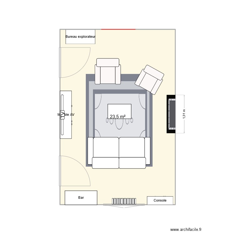 Chambre. Plan de 1 pièce et 24 m2
