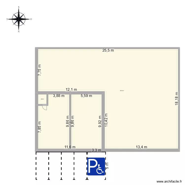 projet. Plan de 3  et 449 m²
