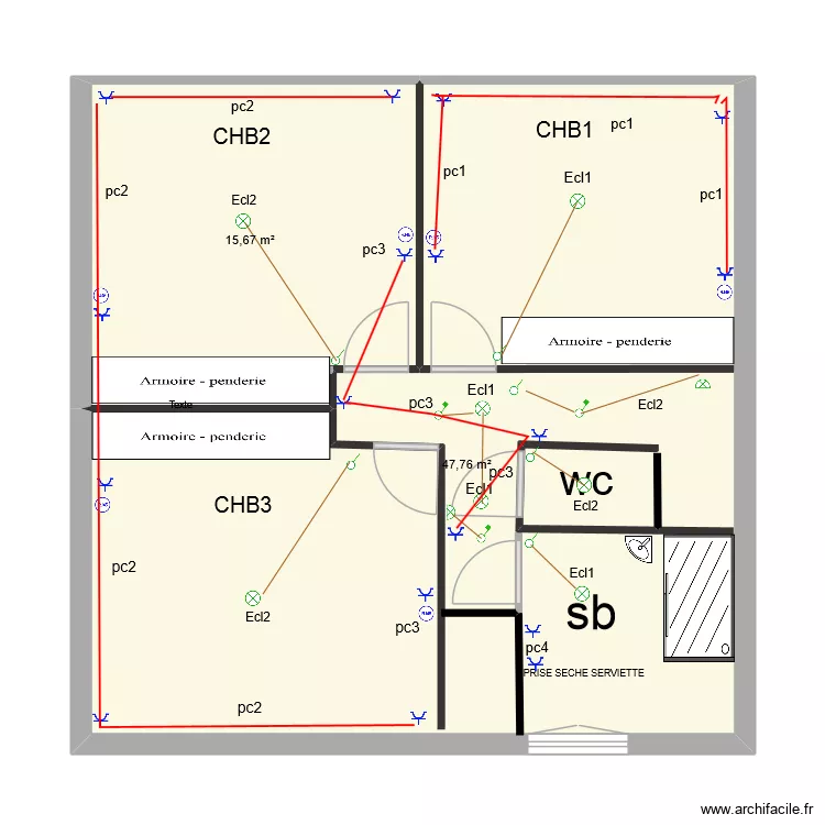 PLAN 3. Plan de 2  et 63 m²