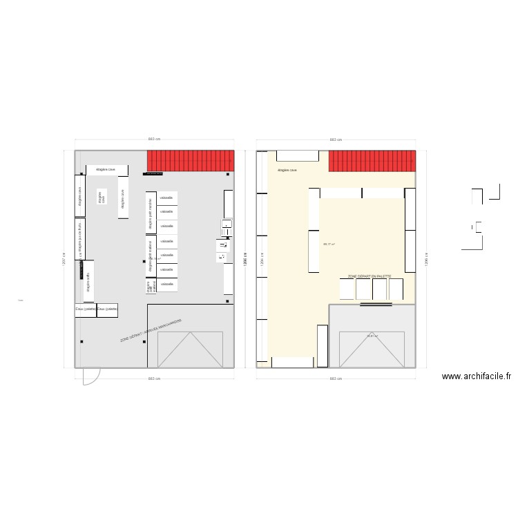 local ennery. Plan de 3 pièces et 212 m2