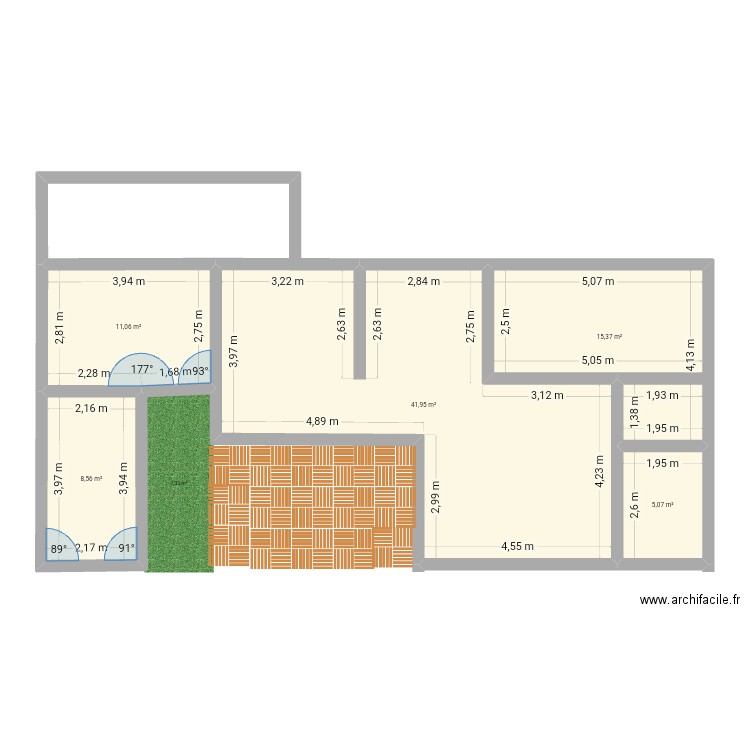 Maisons. Plan de 5 pièces et 82 m2