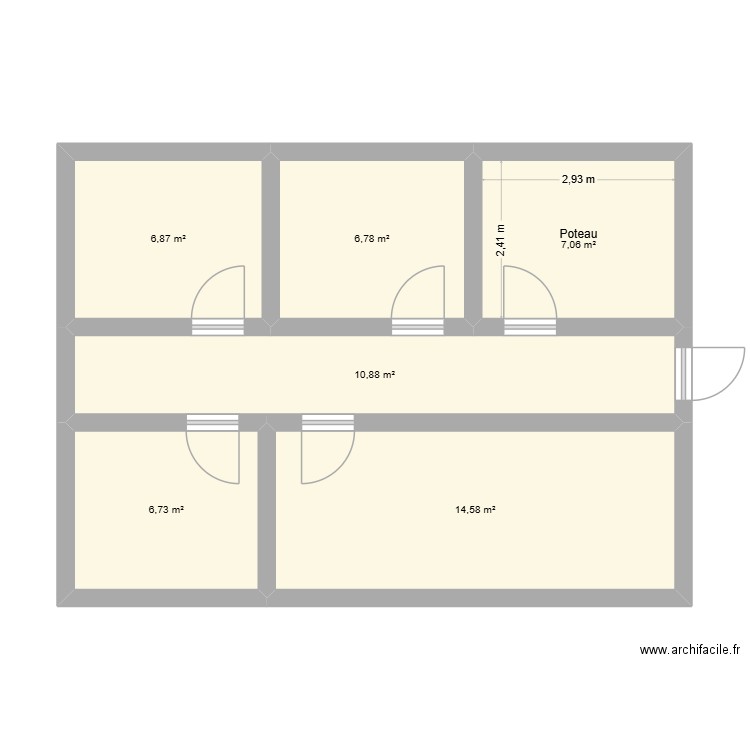 porcherie ourokal. Plan de 6 pièces et 53 m2
