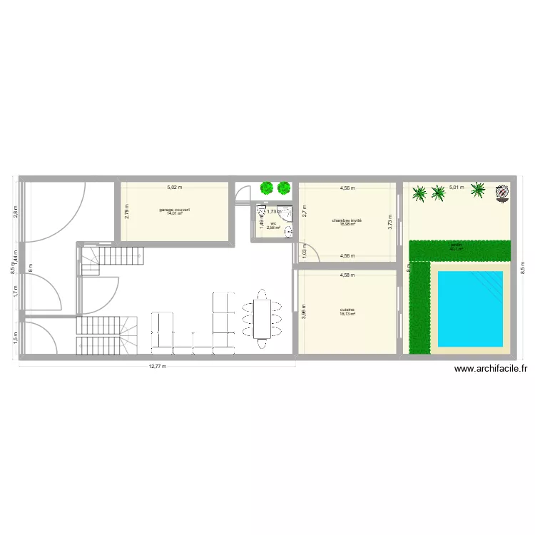 maison mghira. Plan de 5  et 92 m²