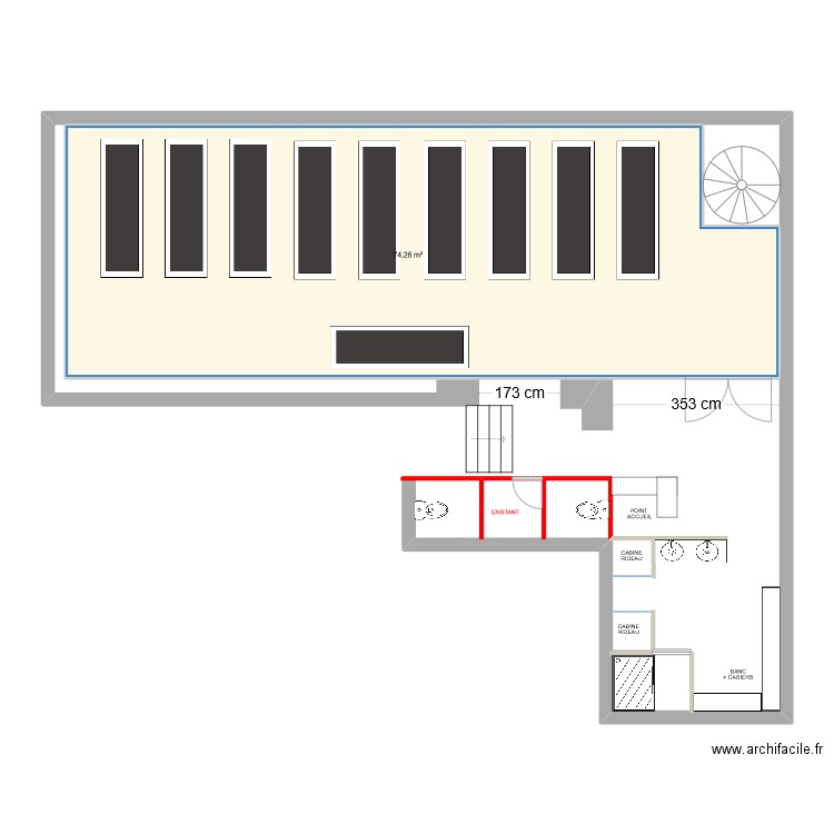 19 Cléry. Plan de 1 pièce et 74 m2