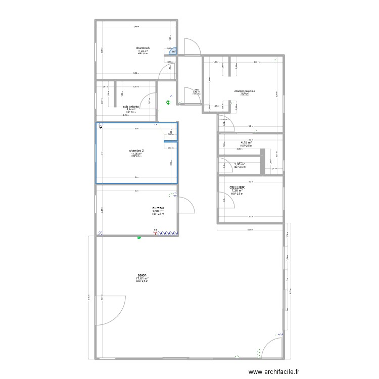 SALON. Plan de 10 pièces et 141 m2