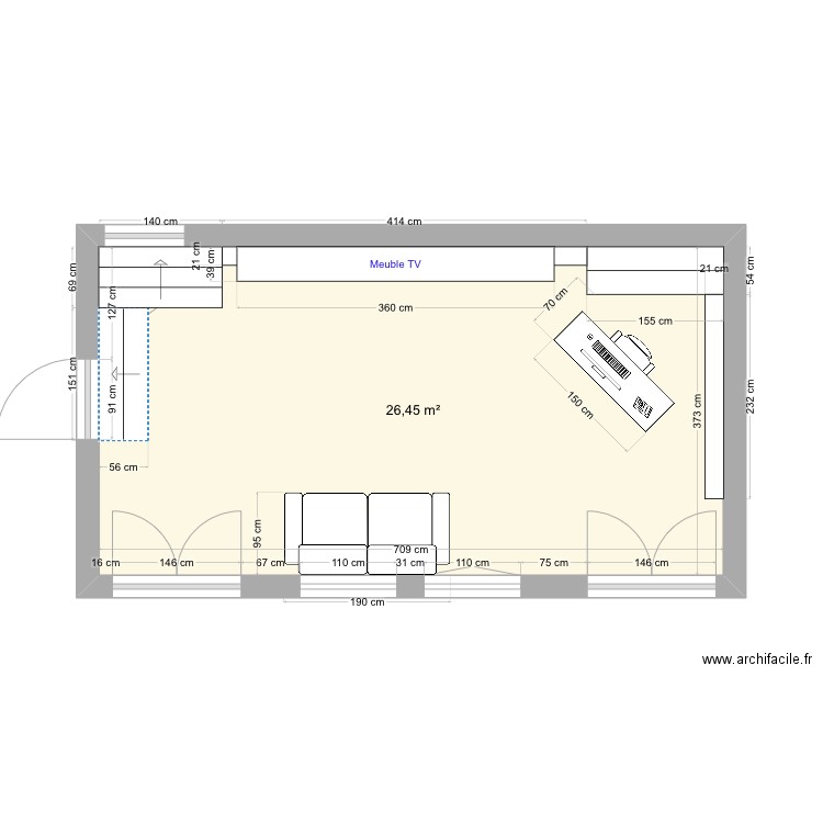Plan RDC pièce de vie Saint Paul. Plan de 0 pièce et 0 m2