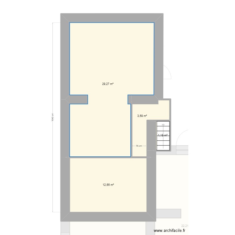 boiteux. Plan de 8 pièces et 154 m2