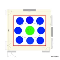 Plan salle de réunion avec 8 panneaux acoustiques de 125 cm