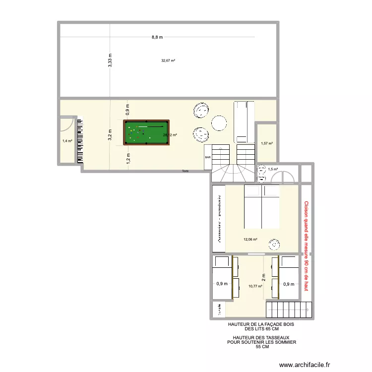 PLAN &Eacute;TAGE DU 3 JUILLET. Plan de 10  et 91 m²