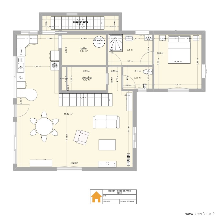 maisonV14. Plan de 8 pièces et 100 m2