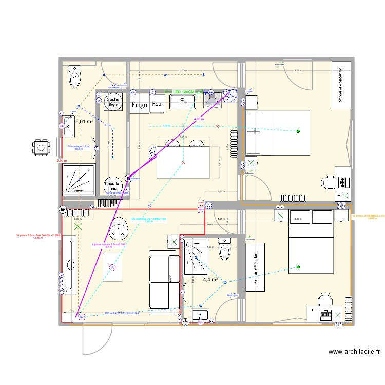 Pessac. Plan de 8 pièces et 67 m2