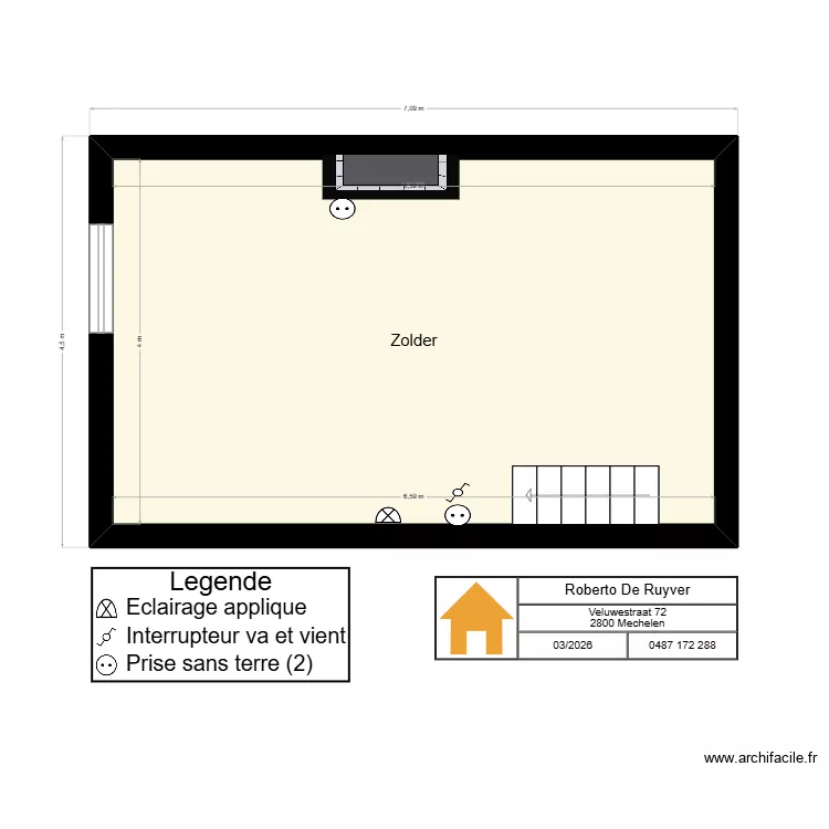 Roberto Zolder. Plan de 1  et 26 m²