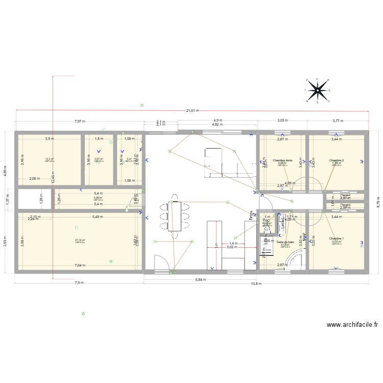 Maison en Tt. Plan de 12 pièces et 103 m2