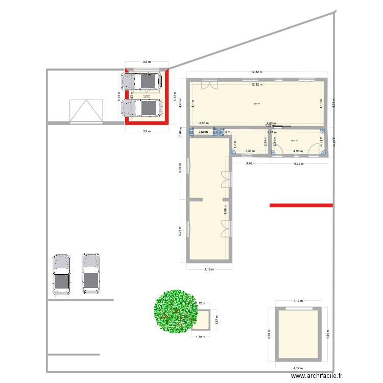 plan cotes. Plan de 7 pièces et 147 m2