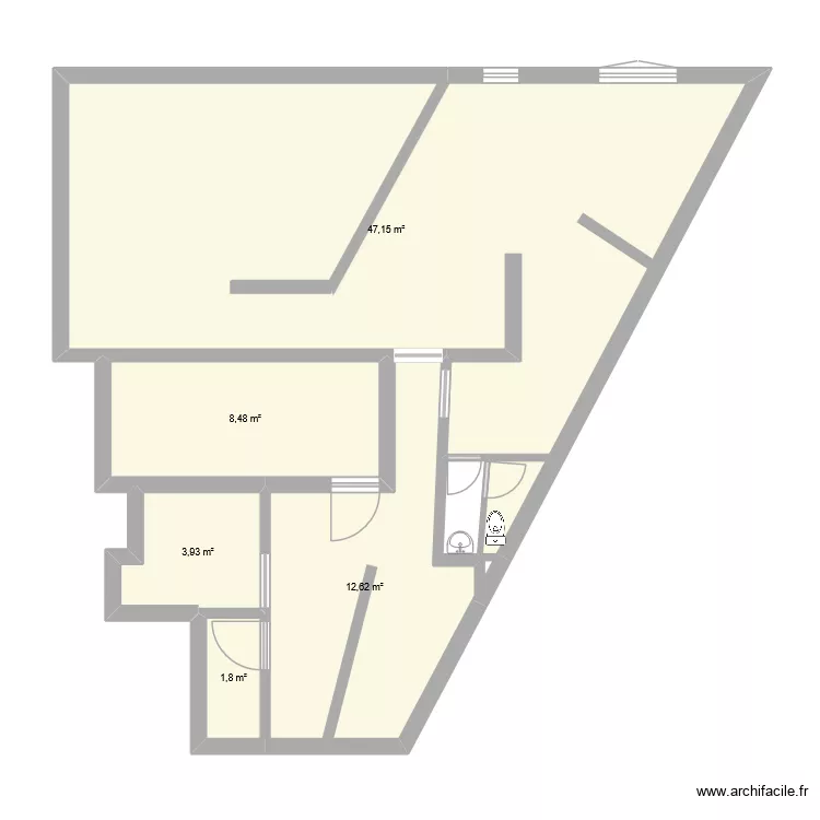 plan boucherie. Plan de 5  et 74 m²