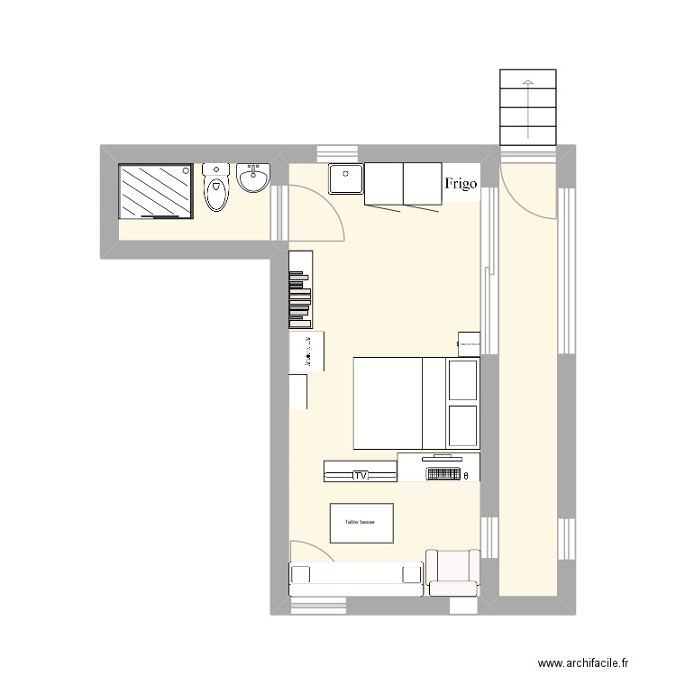 Studio_3. Plan de 3 pièces et 25 m2