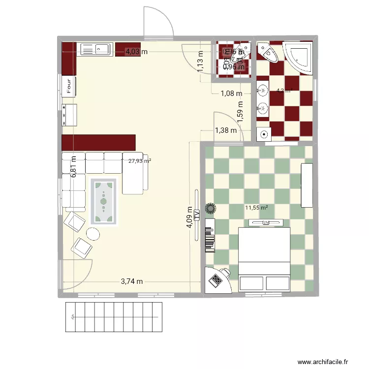Kash-K. Plan de 4  et 45 m²