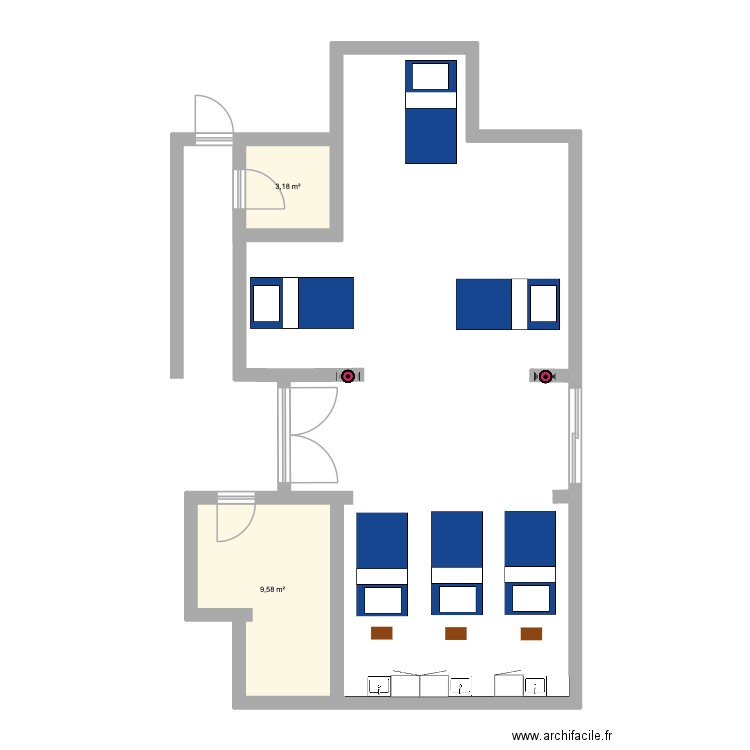 echo option 2. Plan de 2 pièces et 13 m2