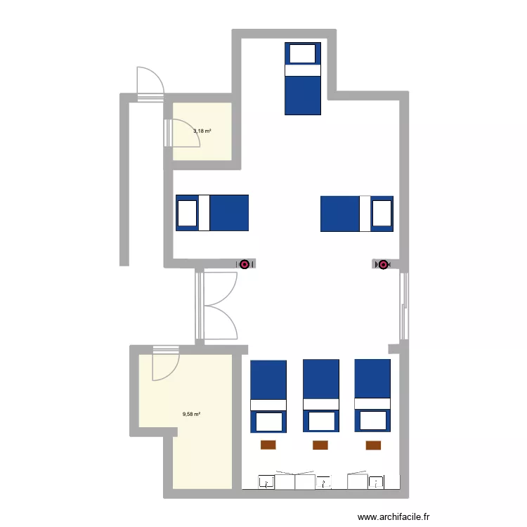 echo option 2. Plan de 2  et 13 m²