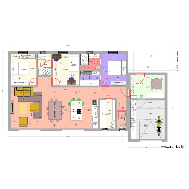 MAISON PP CHATEL. Plan de 9 pièces et 121 m2