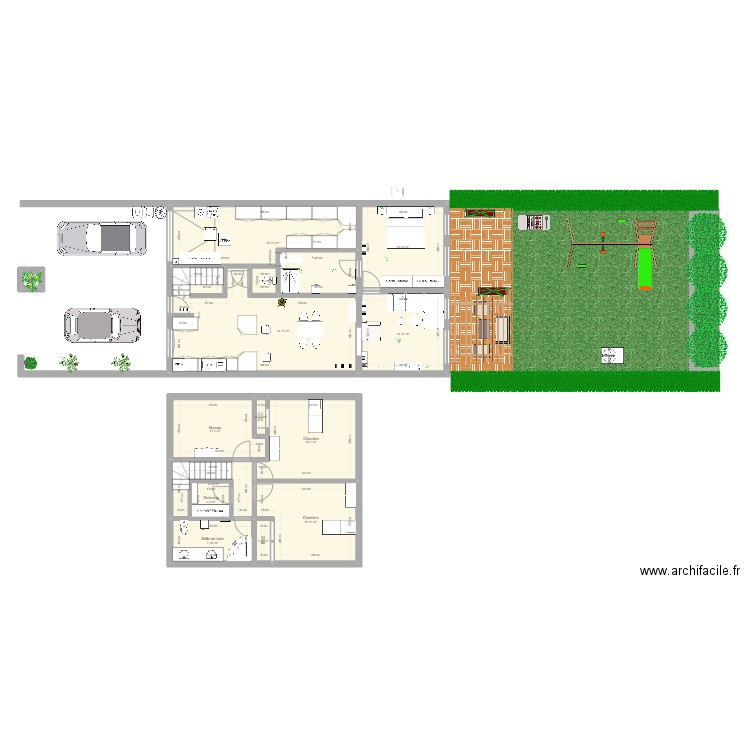 maison modif . Plan de 14 pièces et 156 m2