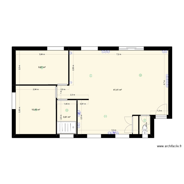 Saran Electricité. Plan de 4 pièces et 65 m2