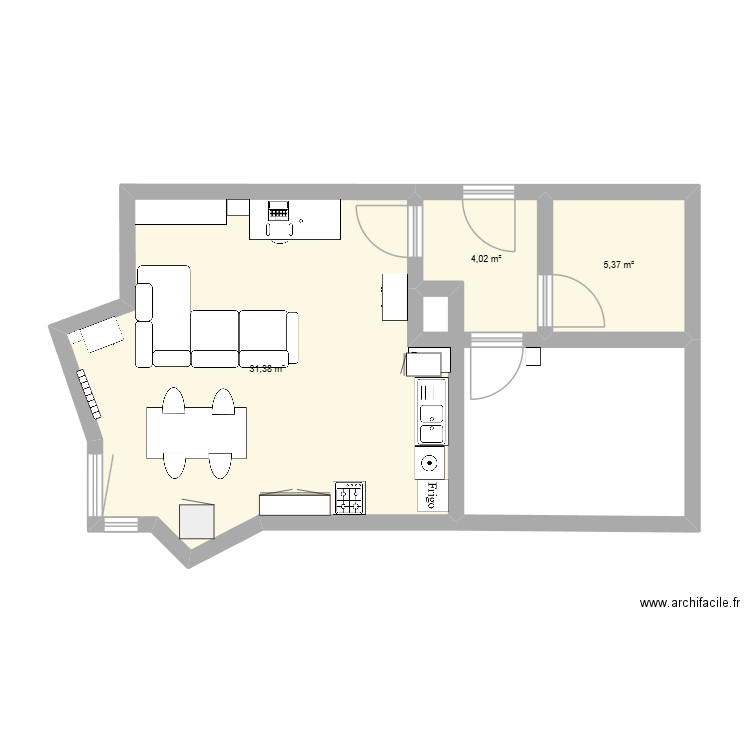 maison chal. Plan de 3 pièces et 41 m2
