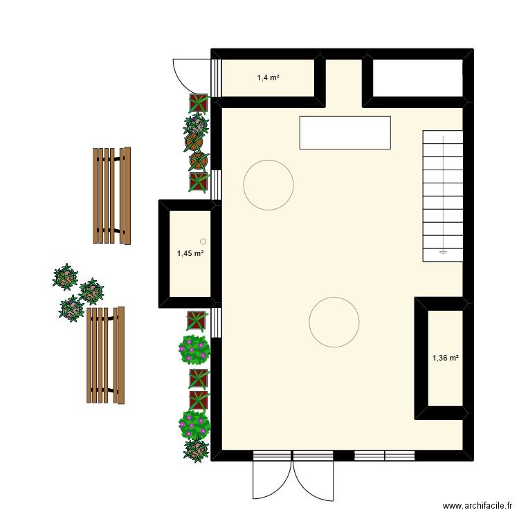 BOUTIQUE. Plan de 4 pièces et 35 m2