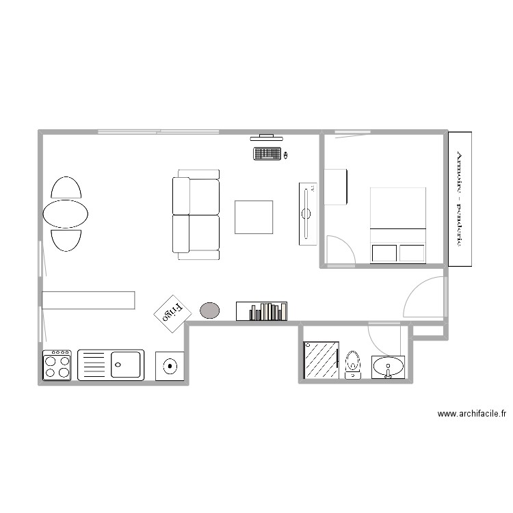 moi. Plan de 4 pièces et 54 m2