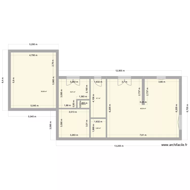 Ancien. Plan de 6  et 104 m²