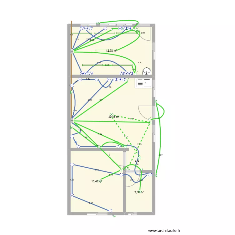 plan Electricit&eacute; SS. Plan de 4  et 47 m²