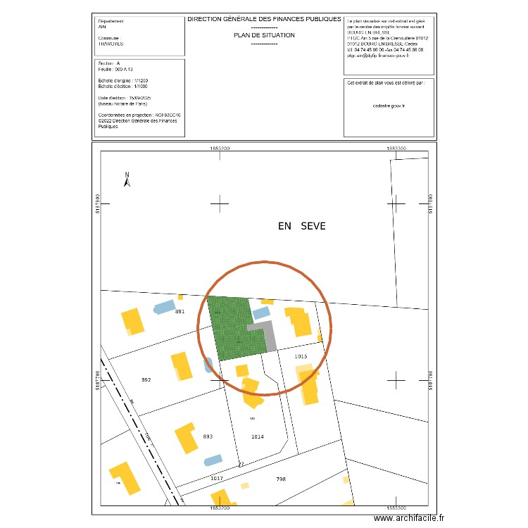 Tramoyes Plan division. Plan de 0 pièce et 0 m2